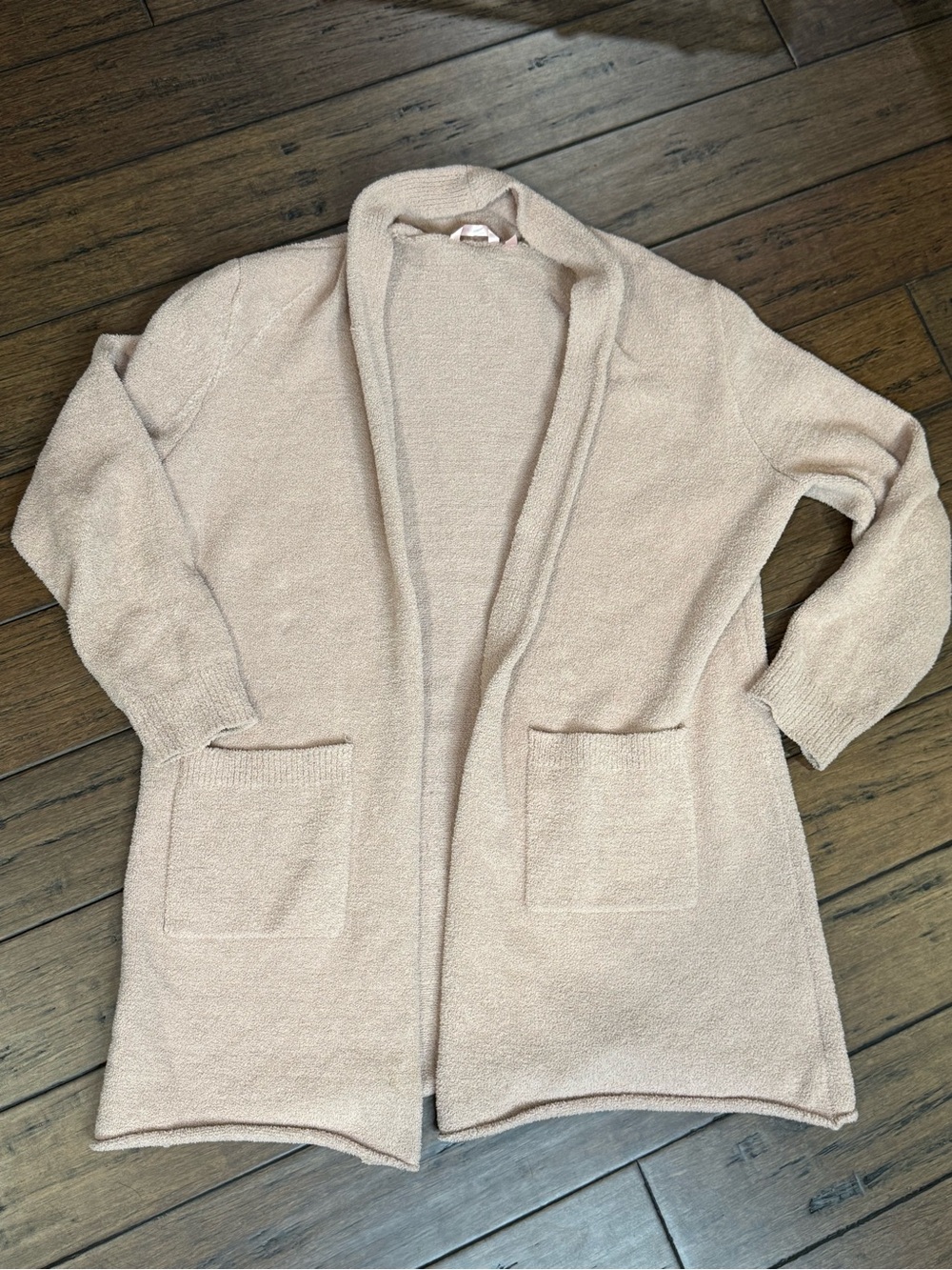 la Vie en Rose Soft Pink Fuzzy Open Front Lounge Cardigan Size L